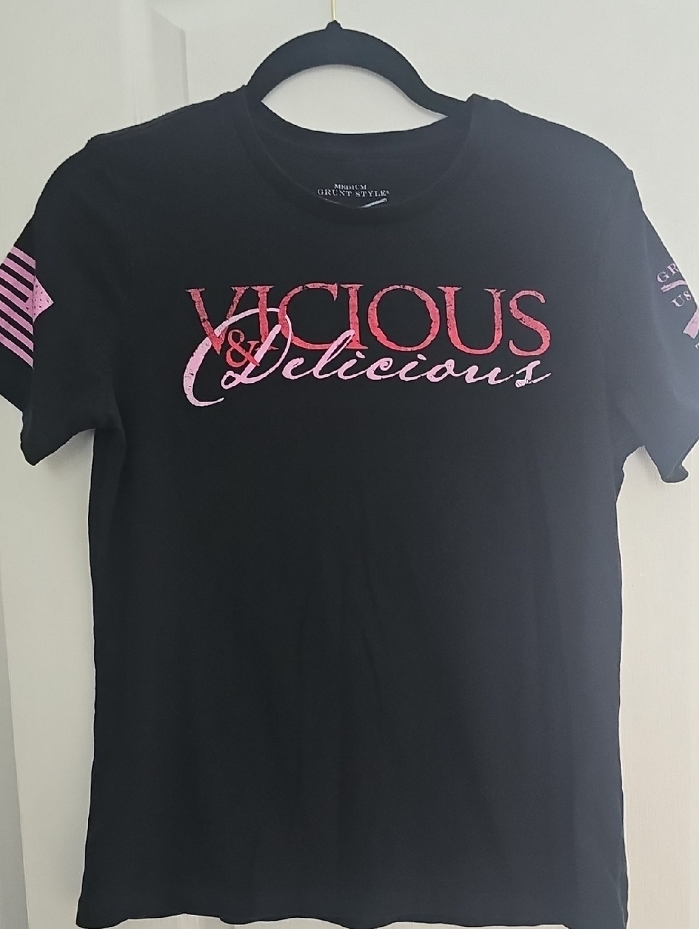 Grunt Style Vicious & Delicious Black T-Shirt with Pink Print